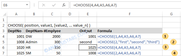 CHOOSE Function in Excel - Formula Explained with Examples