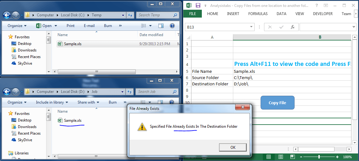 Copy Files From One Location To Another Folder Direcory In Excel Vba