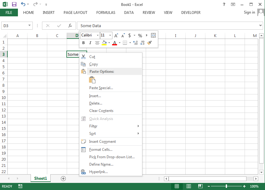 Microsoft Excel 2016 Interface