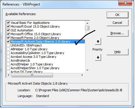 ADO in Excel VBA - Connecting to a database using SQL -example-3