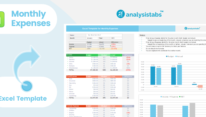 Excel Template for Monthly Expenses
