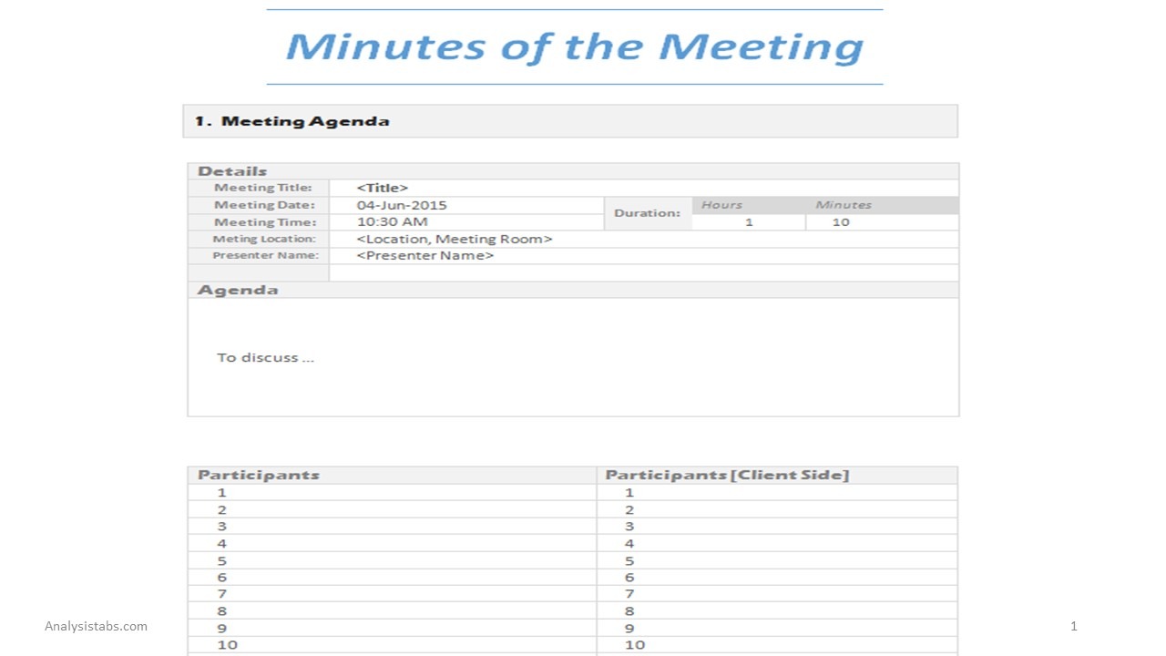 Minutes of Meeting Word Template